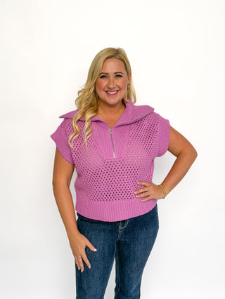 Purple Half Zip Sweater Top