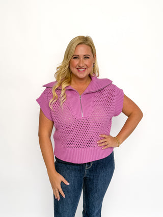 Purple Half Zip Sweater Top