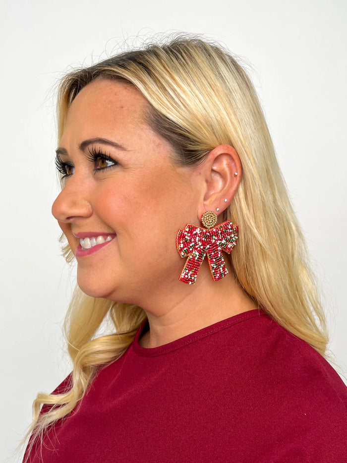 Beaded Bow Earrings - SLS Wares