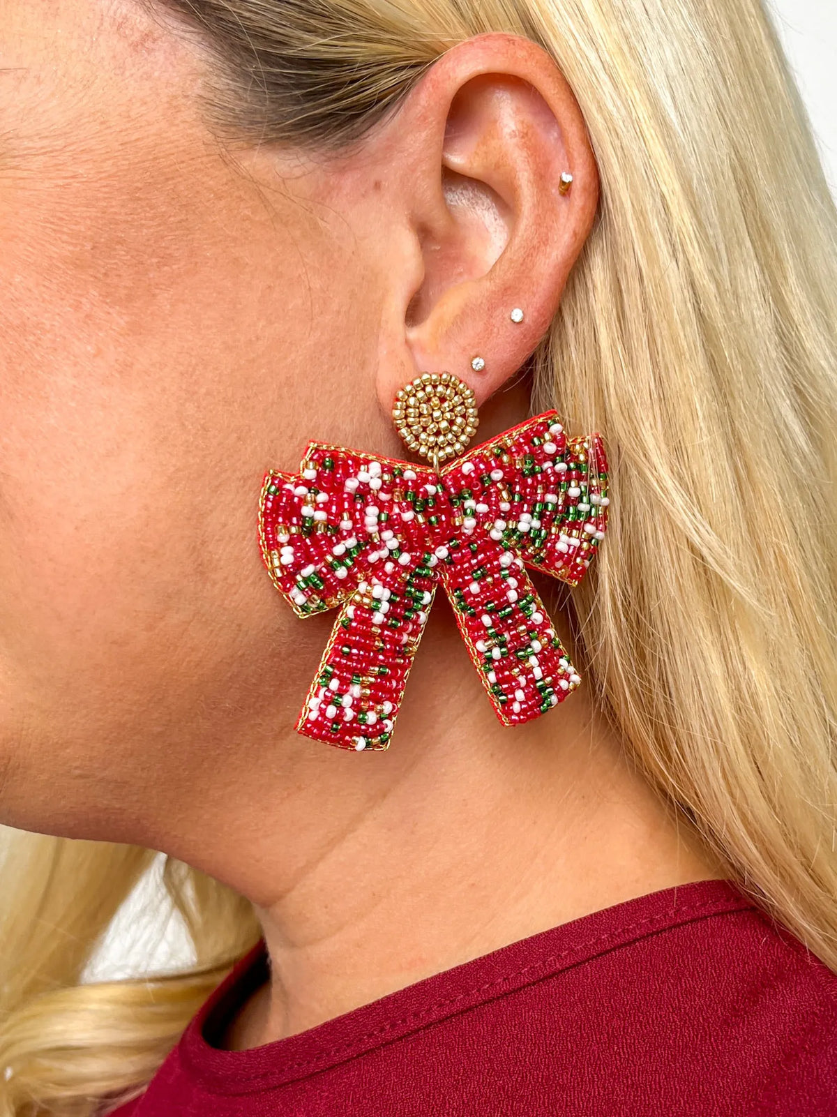 Beaded Bow Earrings - SLS Wares