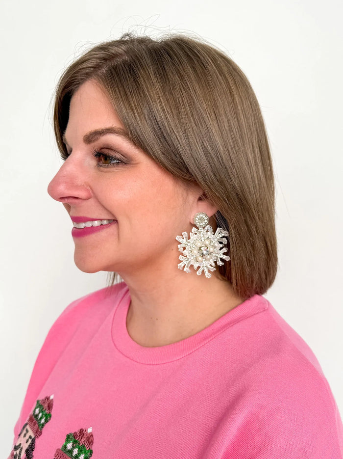 Beaded Snowflake Earrings - SLS Wares