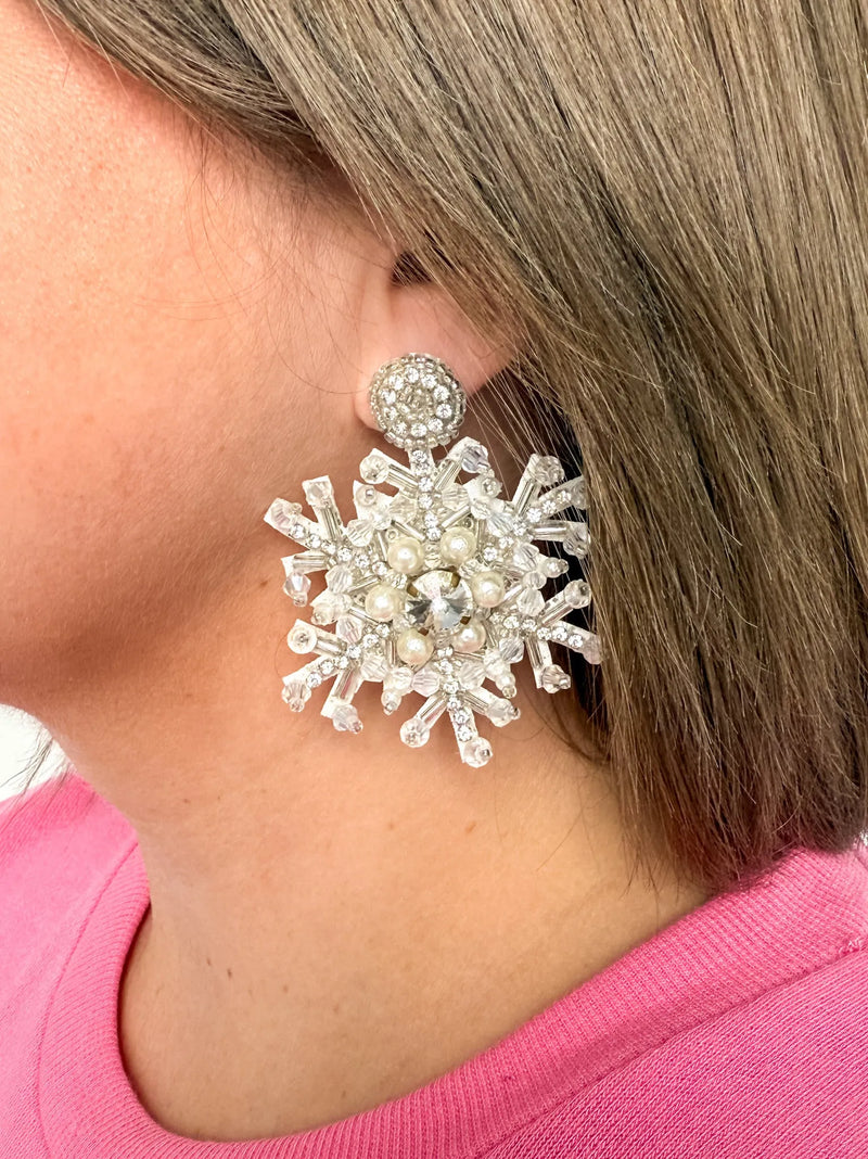 Beaded Snowflake Earrings - SLS Wares