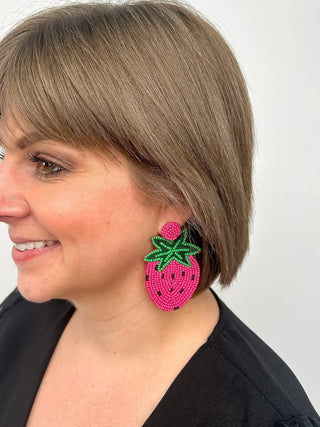 Beaded Strawberry Earrings - SLS Wares