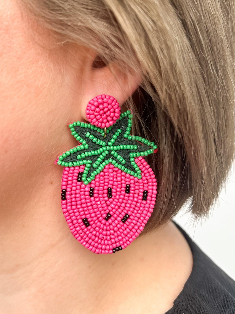 Beaded Strawberry Earrings - SLS Wares