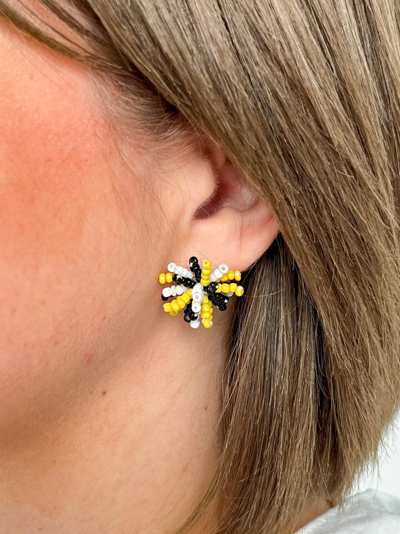 Black & Gold Pom Pom Studs - SLS Wares