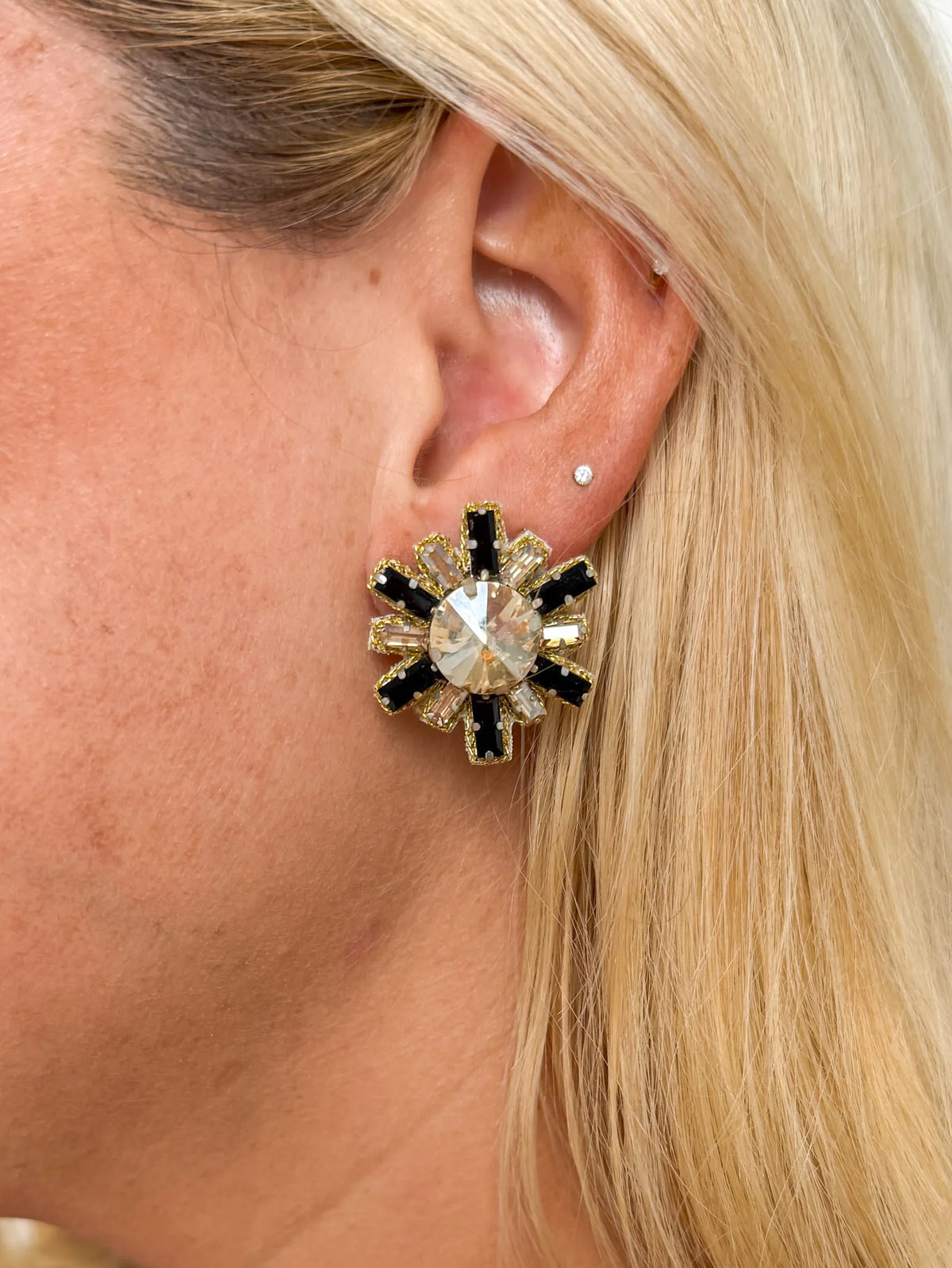 Black & Gold Rhinestone Burst Studs - SLS Wares