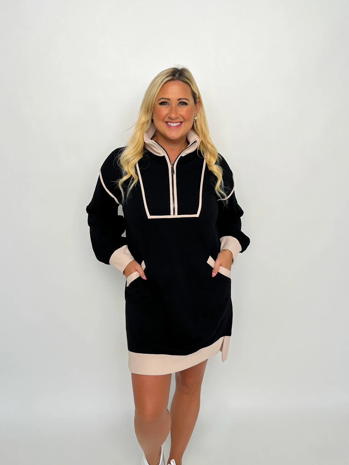 Black & Mocha Ribbed Sweater Dress - SLS Wares