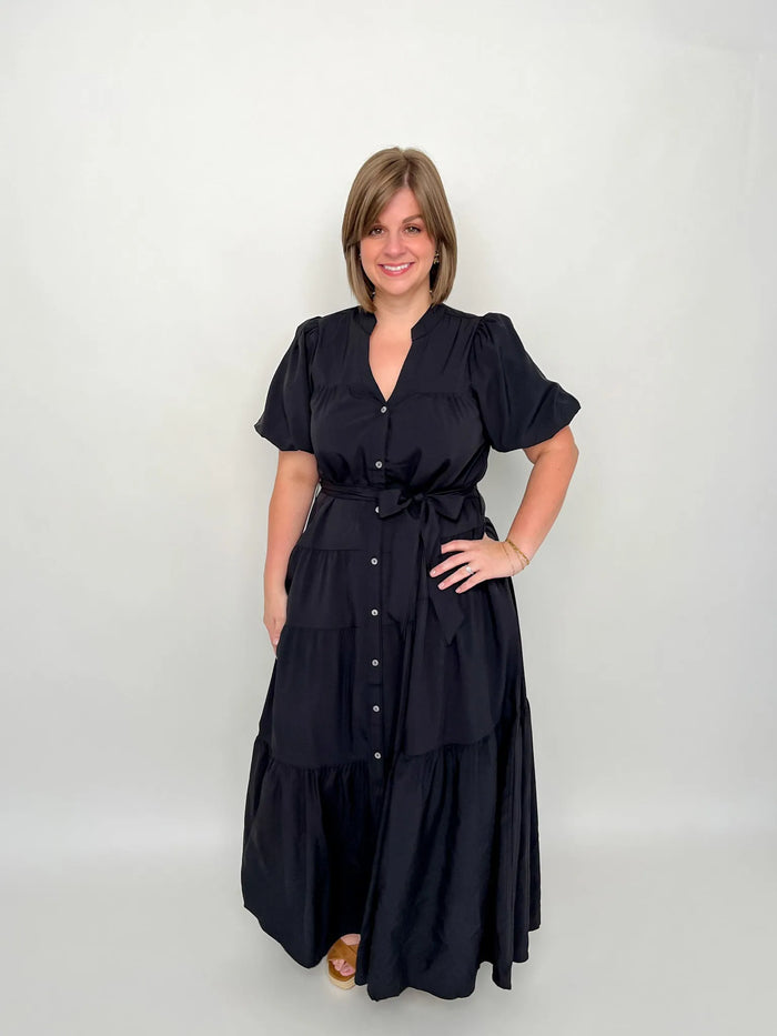 Black Button Down Maxi Dress - SLS Wares