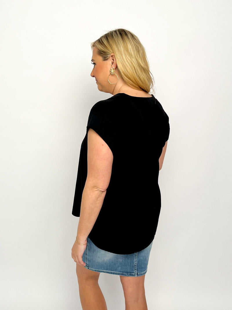 Black Cap Sleeve Basic Top - SLS Wares