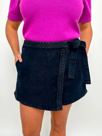 Black Denim Wrap Skort - SLS Wares