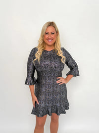 Black Metallic Ruffle Dress - SLS Wares