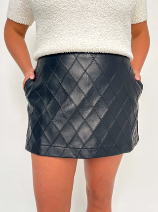 Black Quilted Faux Leather Skort - SLS Wares