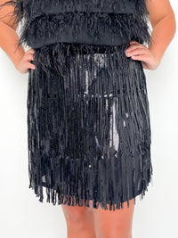 Black Sequin Fringe Skirt - SLS Wares