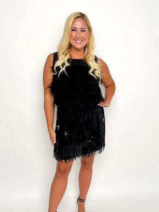 Black Sequin Fringe Skirt - SLS Wares