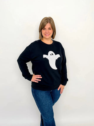 Black Sequin Ghost Sweatshirt - SLS Wares