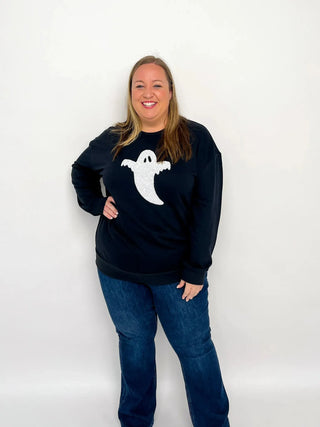 Black Sequin Ghost Sweatshirt - SLS Wares