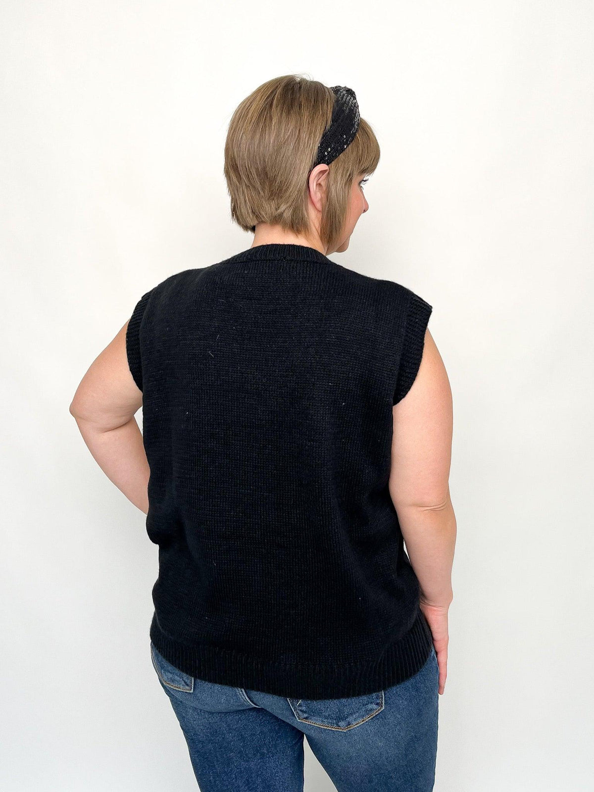 Black Sleeveless BOO Sweater - SLS Wares