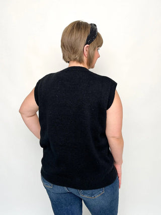 Black Sleeveless BOO Sweater - SLS Wares