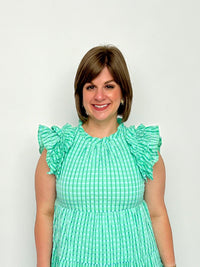 Bluegreen Checkered Ruffle Dress - SLS Wares