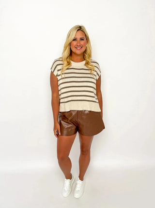 Brown Faux Leather Shorts - SLS Wares