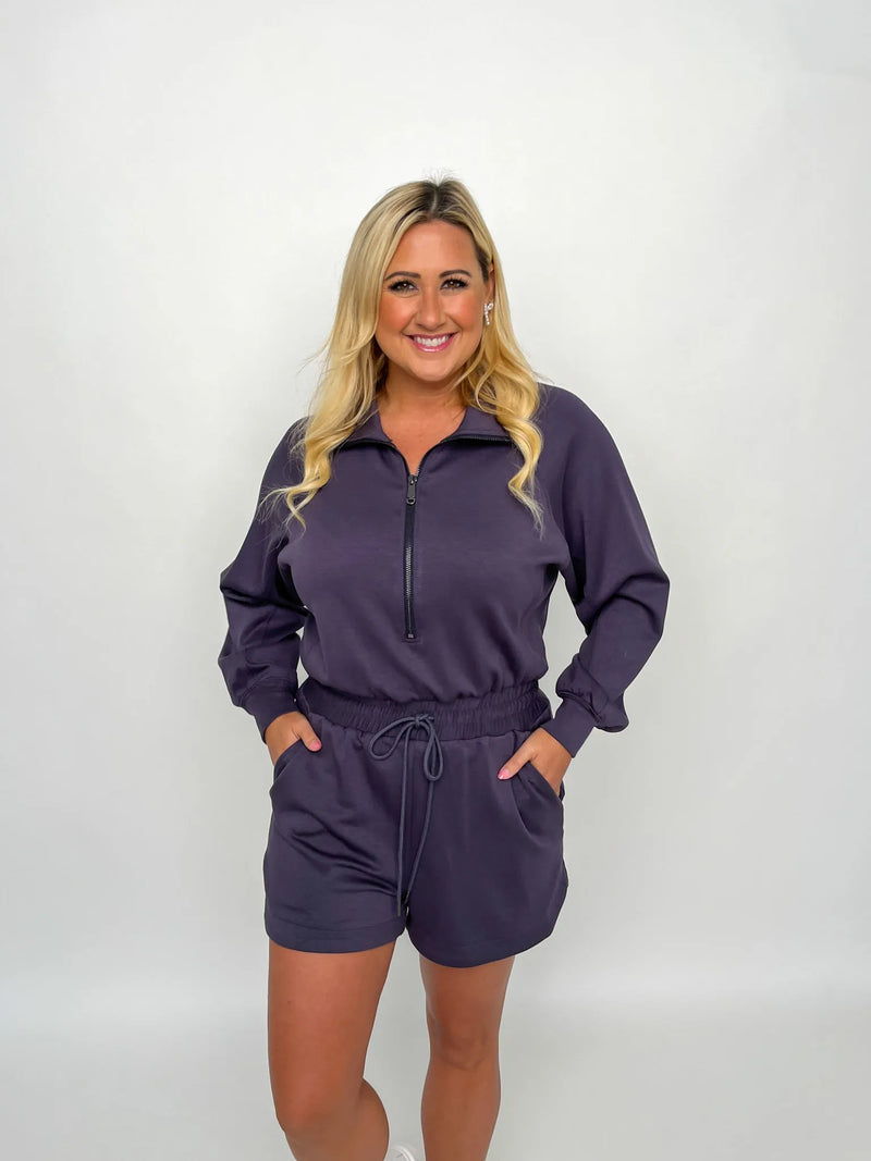 Charcoal Long Sleeve Romper - SLS Wares