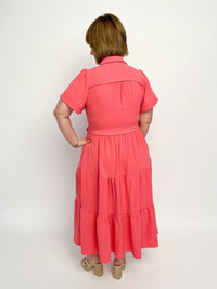 Coral Pink Button Maxi Dress - SLS Wares