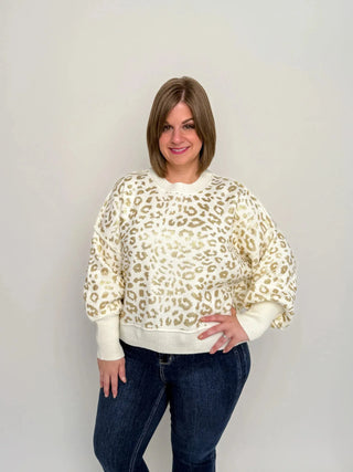 Cream & Gold Cheetah Print Sweater - SLS Wares