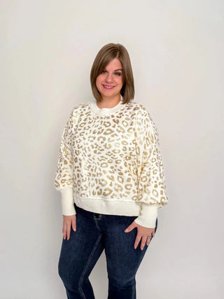 Cream & Gold Cheetah Print Sweater - SLS Wares