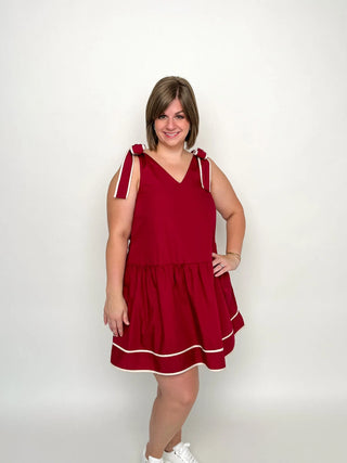 Crimson Shoulder Tie Dress - SLS Wares