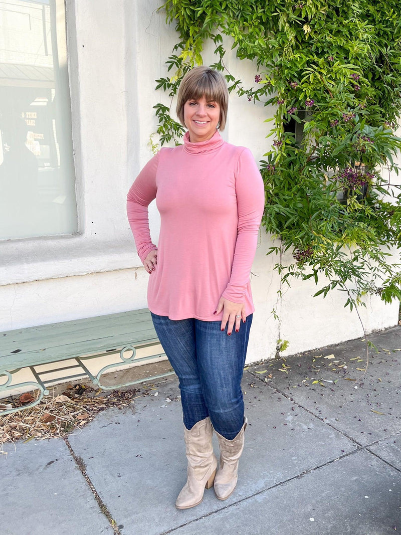 Dusty Pink Turtleneck Top - SLS Wares