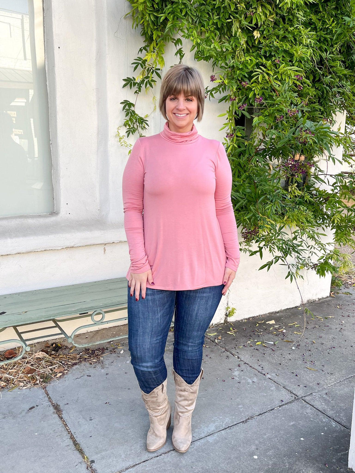 Dusty Pink Turtleneck Top - SLS Wares