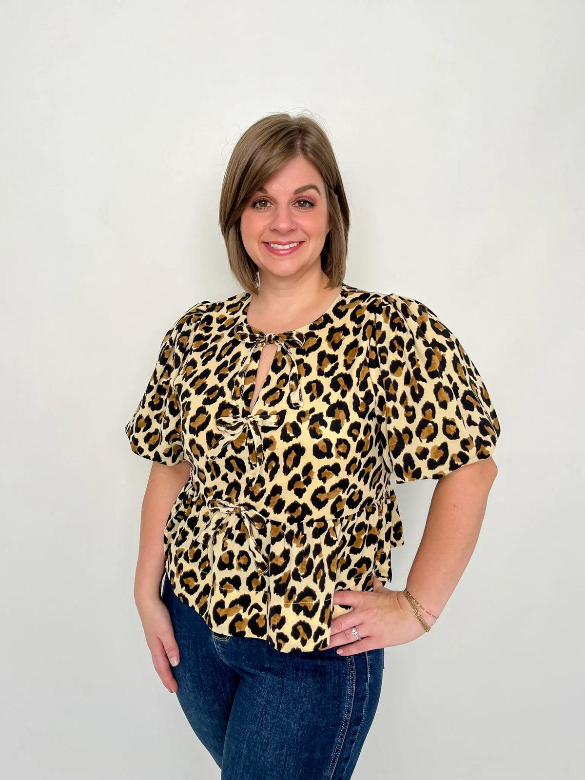 Ecru Leopard Peplum Top - SLS Wares