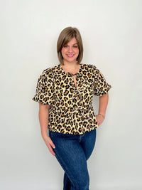 Ecru Leopard Peplum Top - SLS Wares