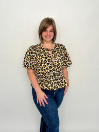 Ecru Leopard Peplum Top - SLS Wares