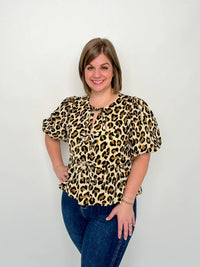 Ecru Leopard Peplum Top - SLS Wares