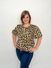 Ecru Leopard Peplum Top - SLS Wares