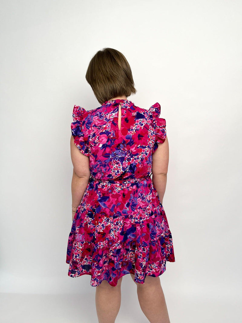 Fuchsia Sleeveless Floral Dress - SLS Wares