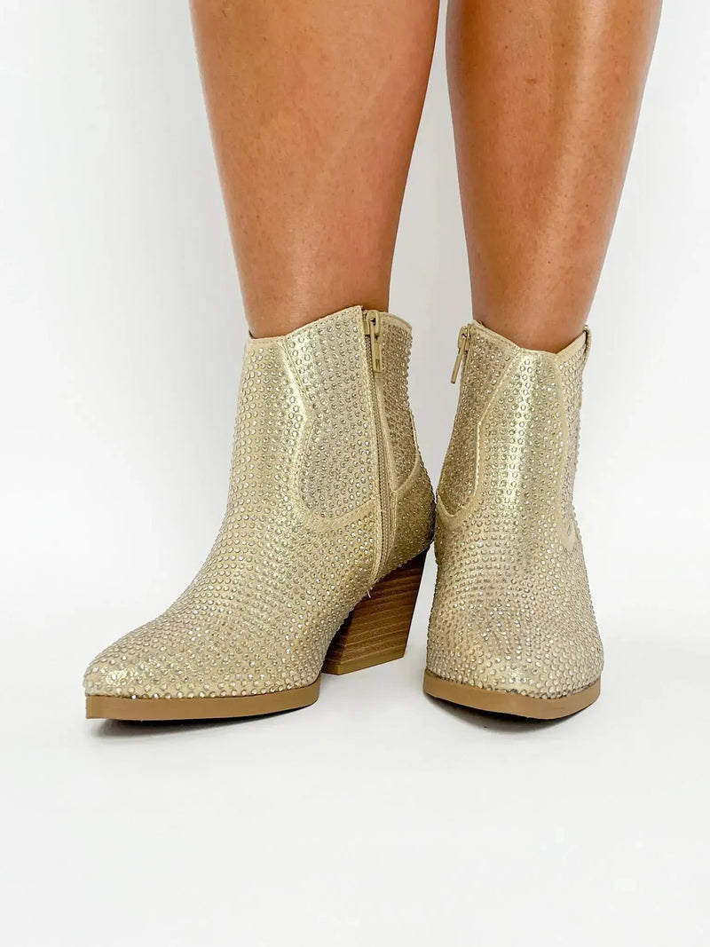 Gold Rhinestone Boots - SLS Wares