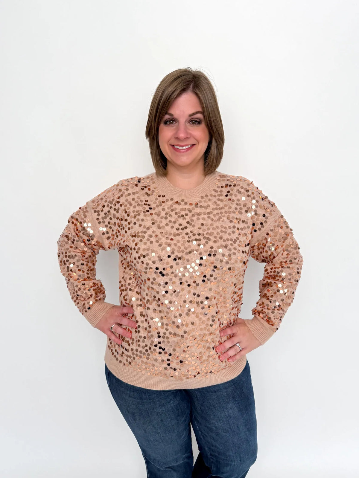 Gold Sequin Long Sleeve Sweater - SLS Wares