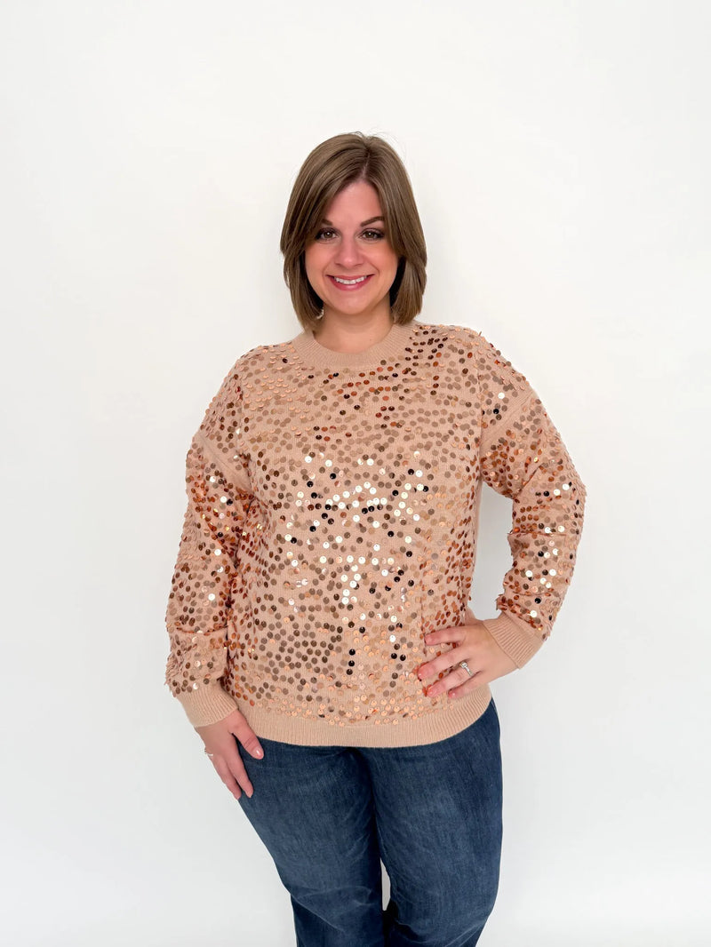 Gold Sequin Long Sleeve Sweater - SLS Wares