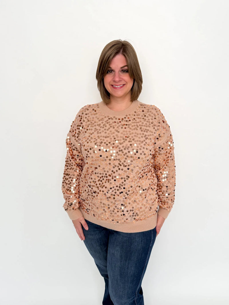 Gold Sequin Long Sleeve Sweater - SLS Wares