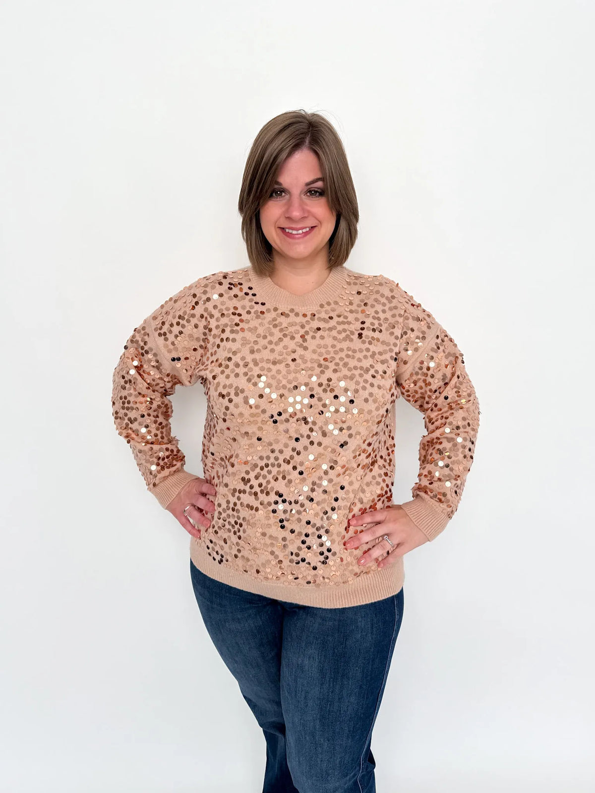 Gold Sequin Long Sleeve Sweater - SLS Wares