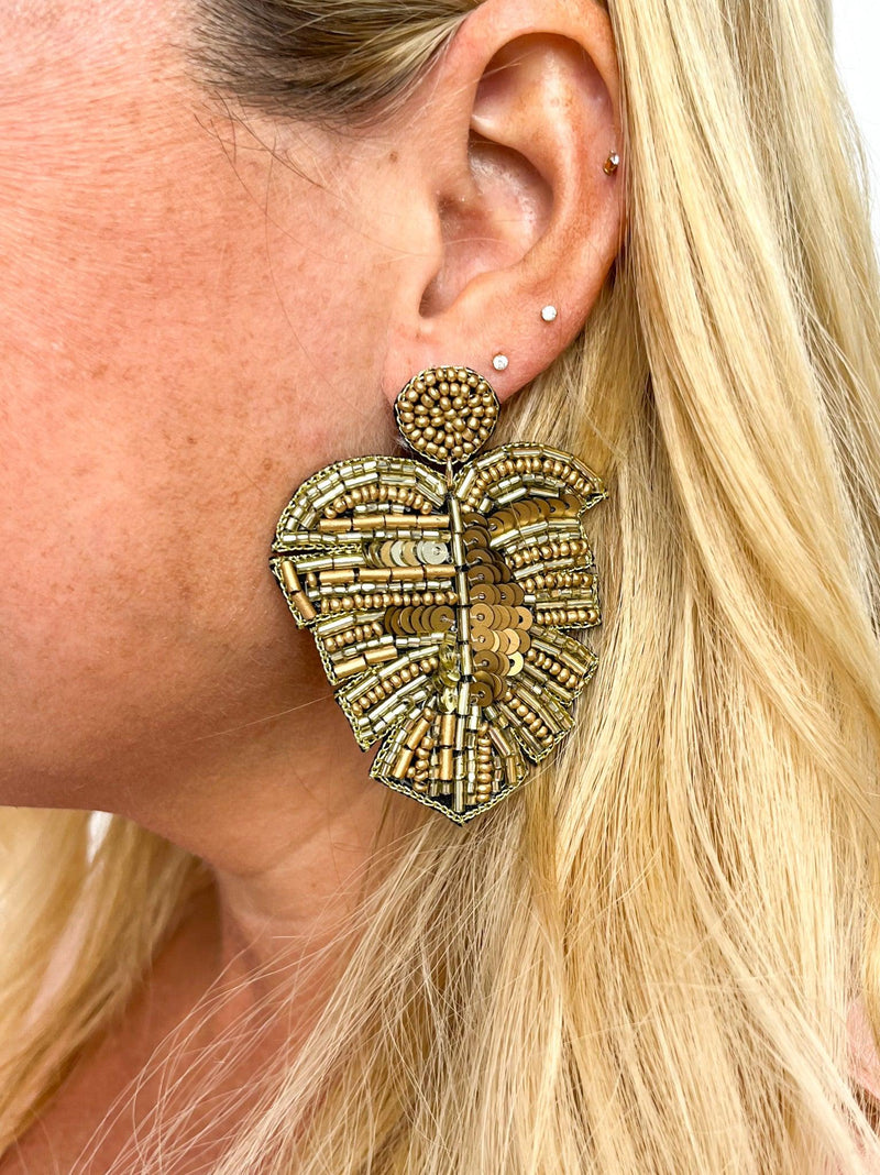 Golden Brown Leaf Earrings - SLS Wares