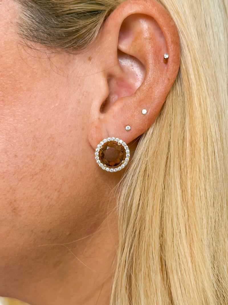 Golden Rhinestone Halo Stud Earrings - SLS Wares