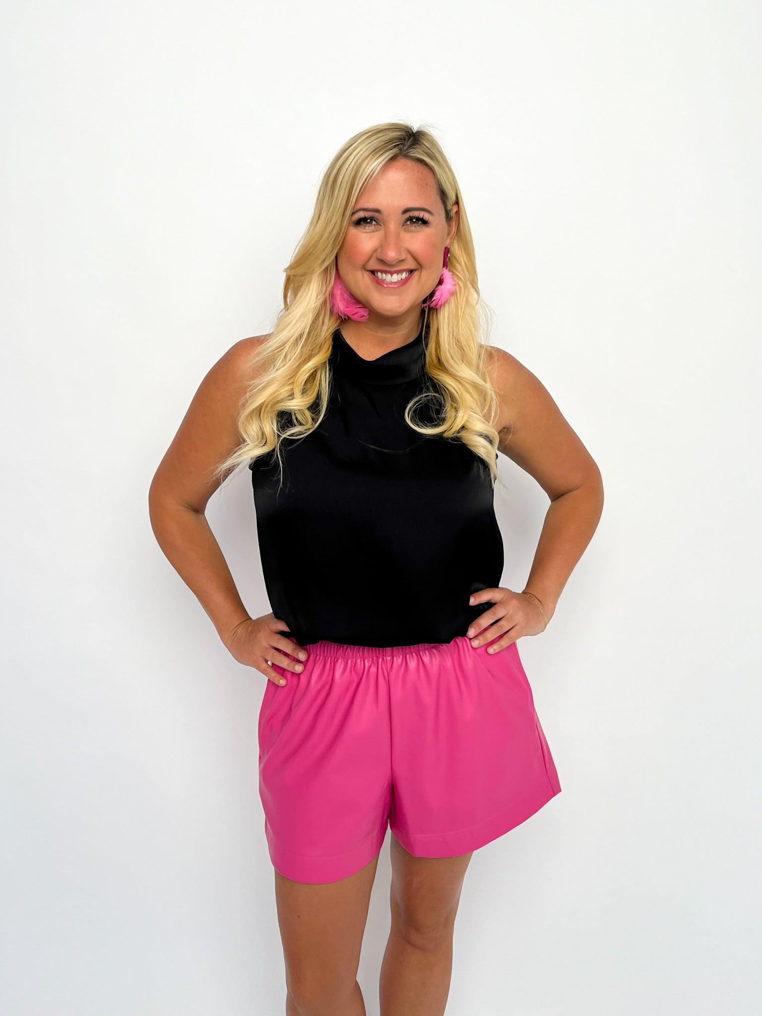Hot Pink Faux Leather Shorts | SLS Wares