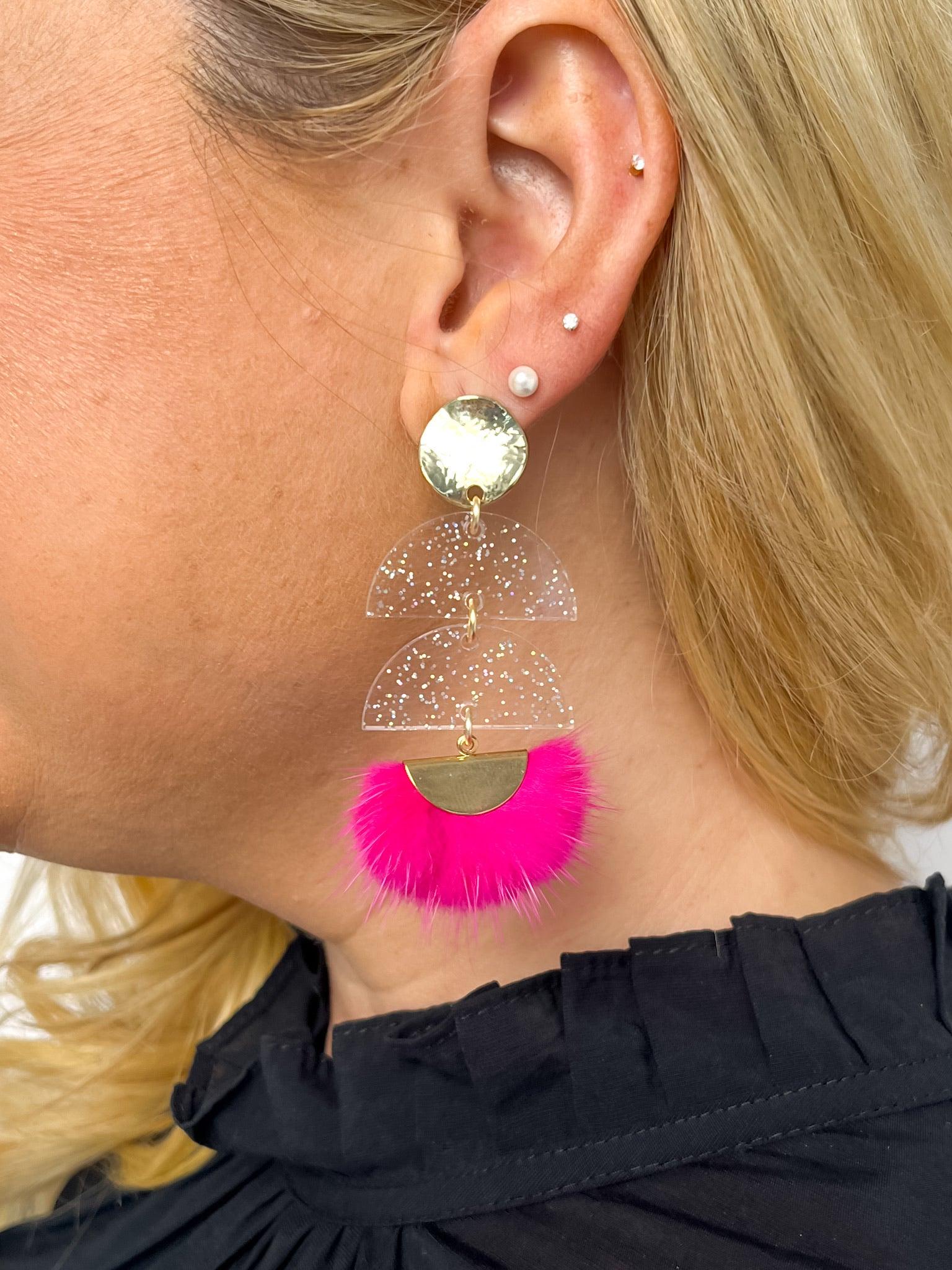 Paparazzi pink fringe deals earrings