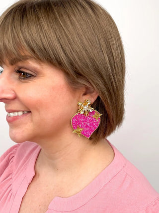 Hot Pink Heart Burst Earrings - SLS Wares