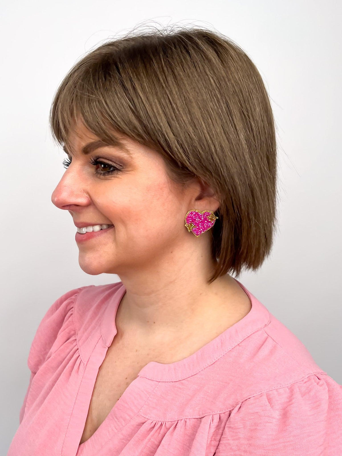 Hot Pink Heart Stud Earrings - SLS Wares