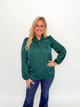 Hunter Green Twist Neck Top - SLS Wares