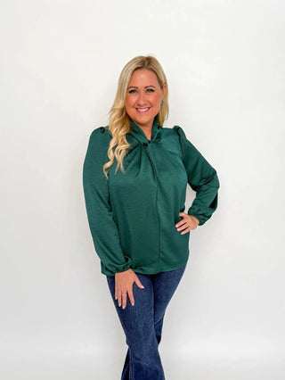 Hunter Green Twist Neck Top - SLS Wares